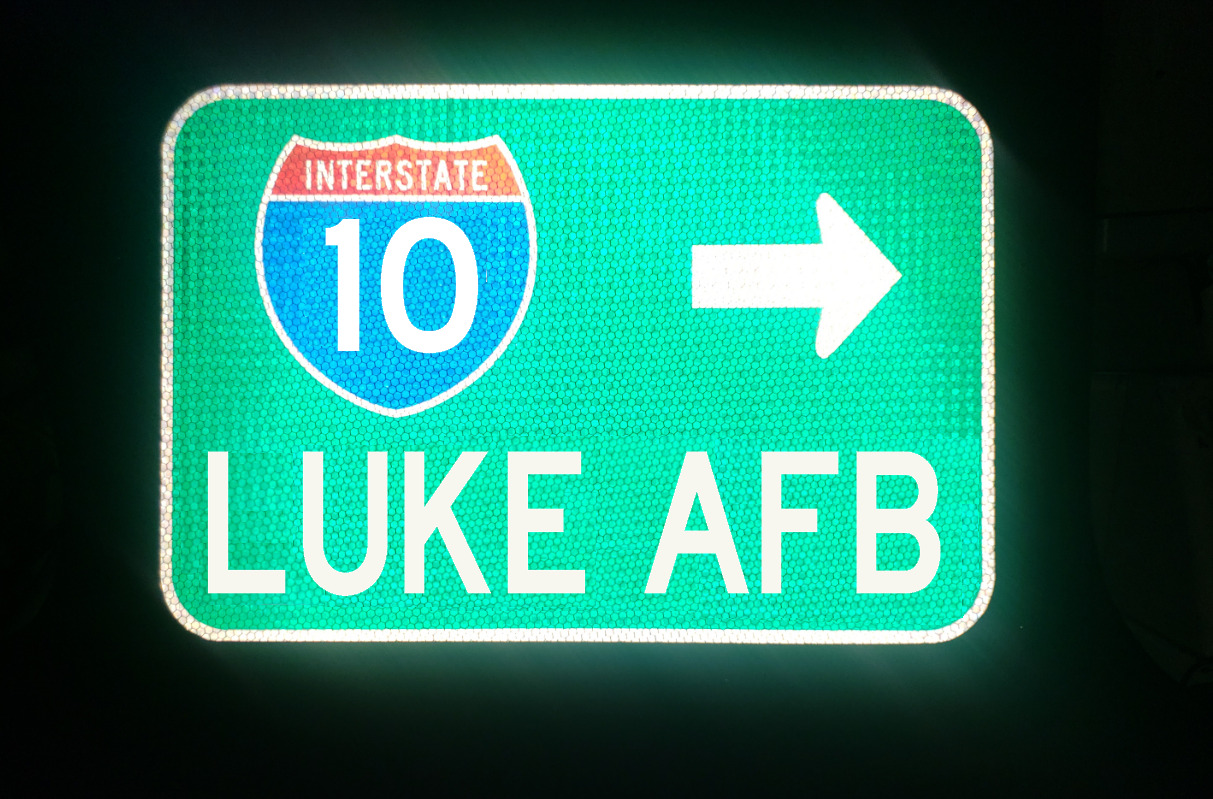 LUKE AFB Interstate 10 Arizona road sign -  Phoenix, Glendale, Air Force