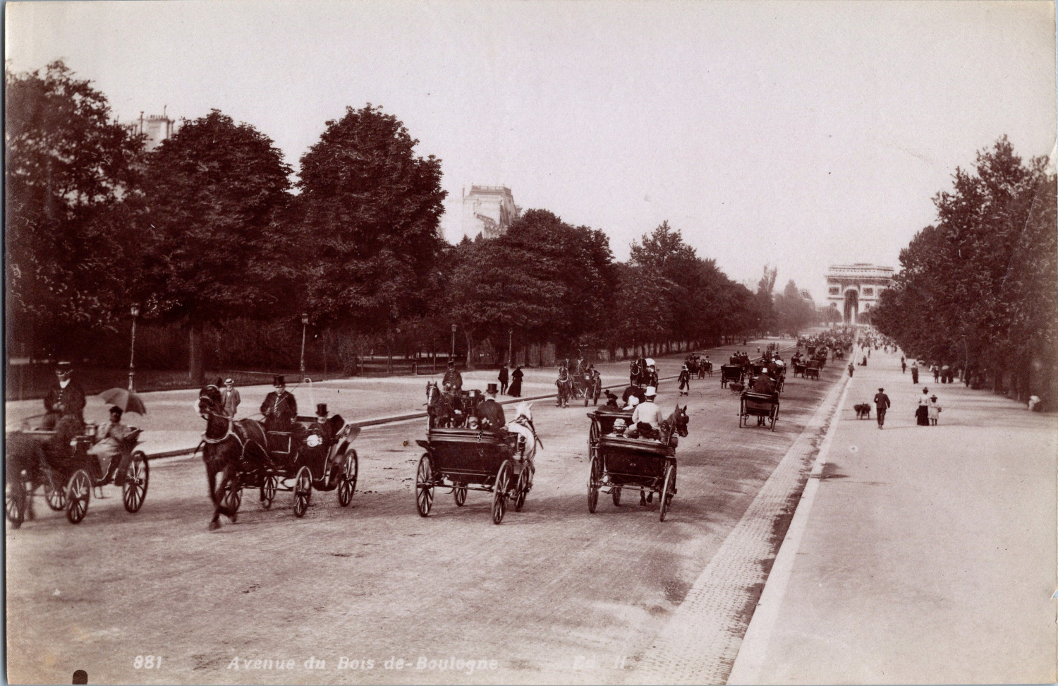 Paris, Avenue du Bois de Boulogne, Vintage Print, ca.1880 Vintage Print Print
