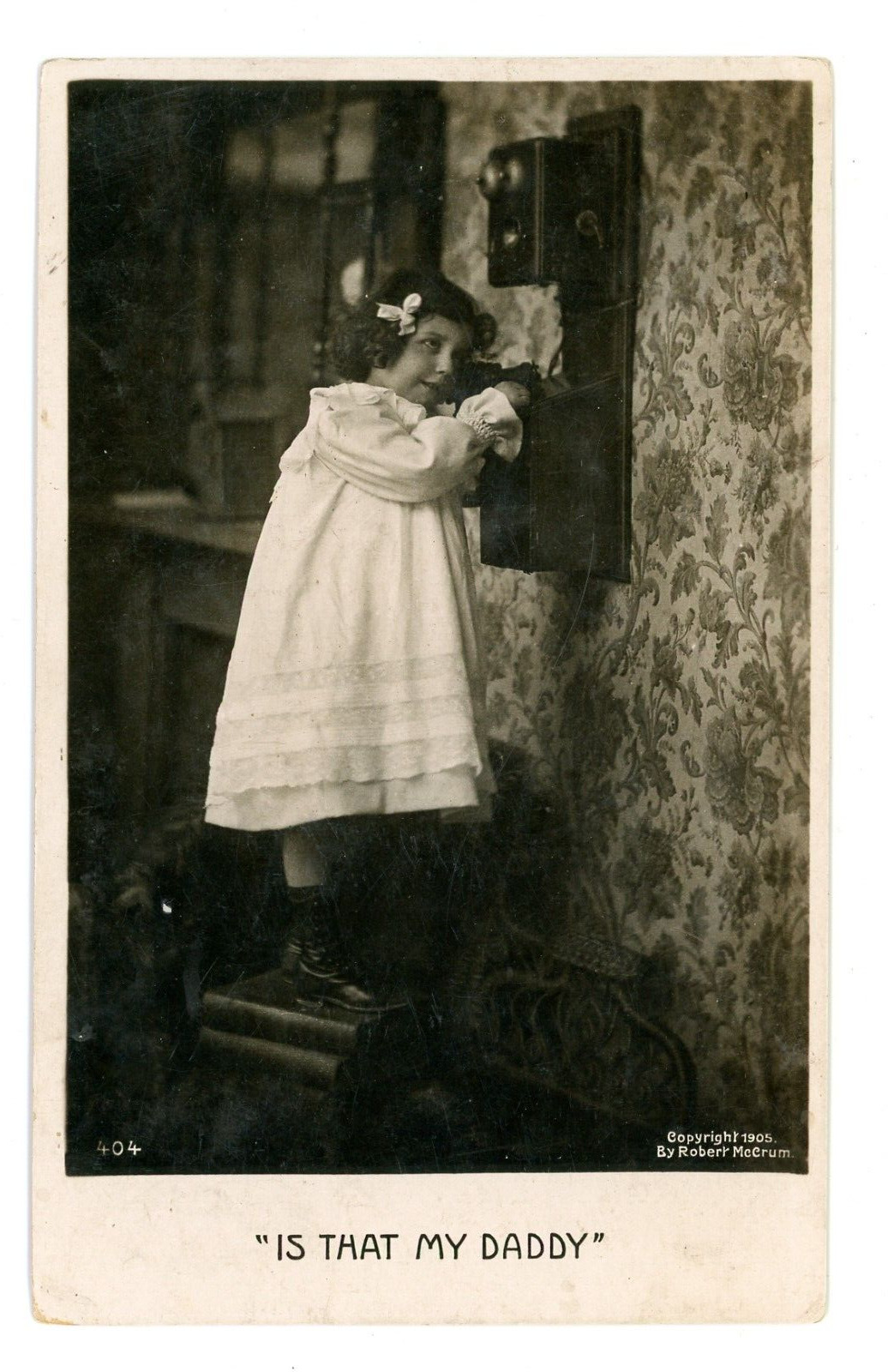 Antique RPPC Robert McCrum Girl Telephone Is That My Daddy Bamforth & Co 1909