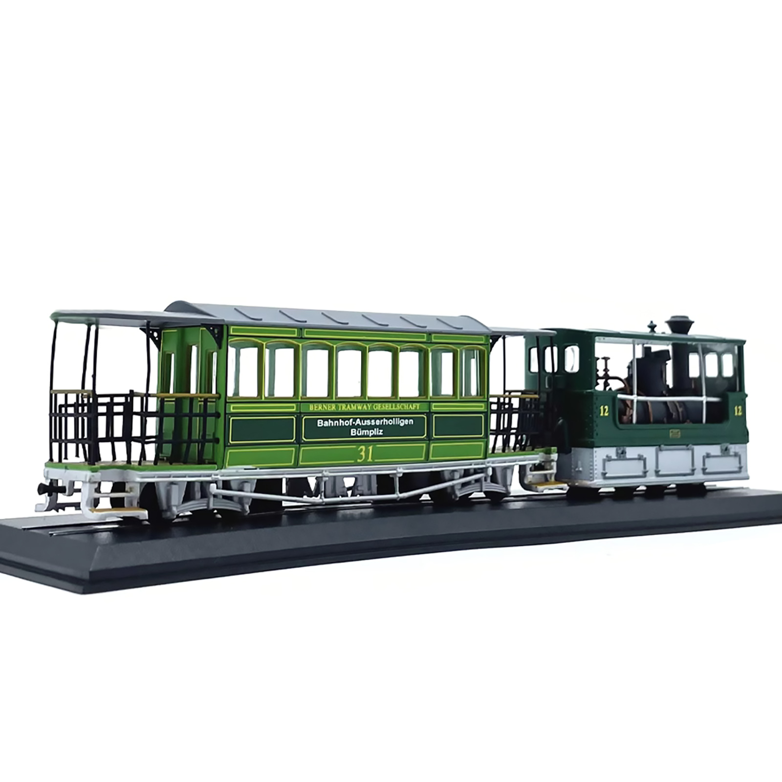 1:87 1894 Swiss G3-3 Rail Tram Vintage Steam Plastic Model Tram Collection