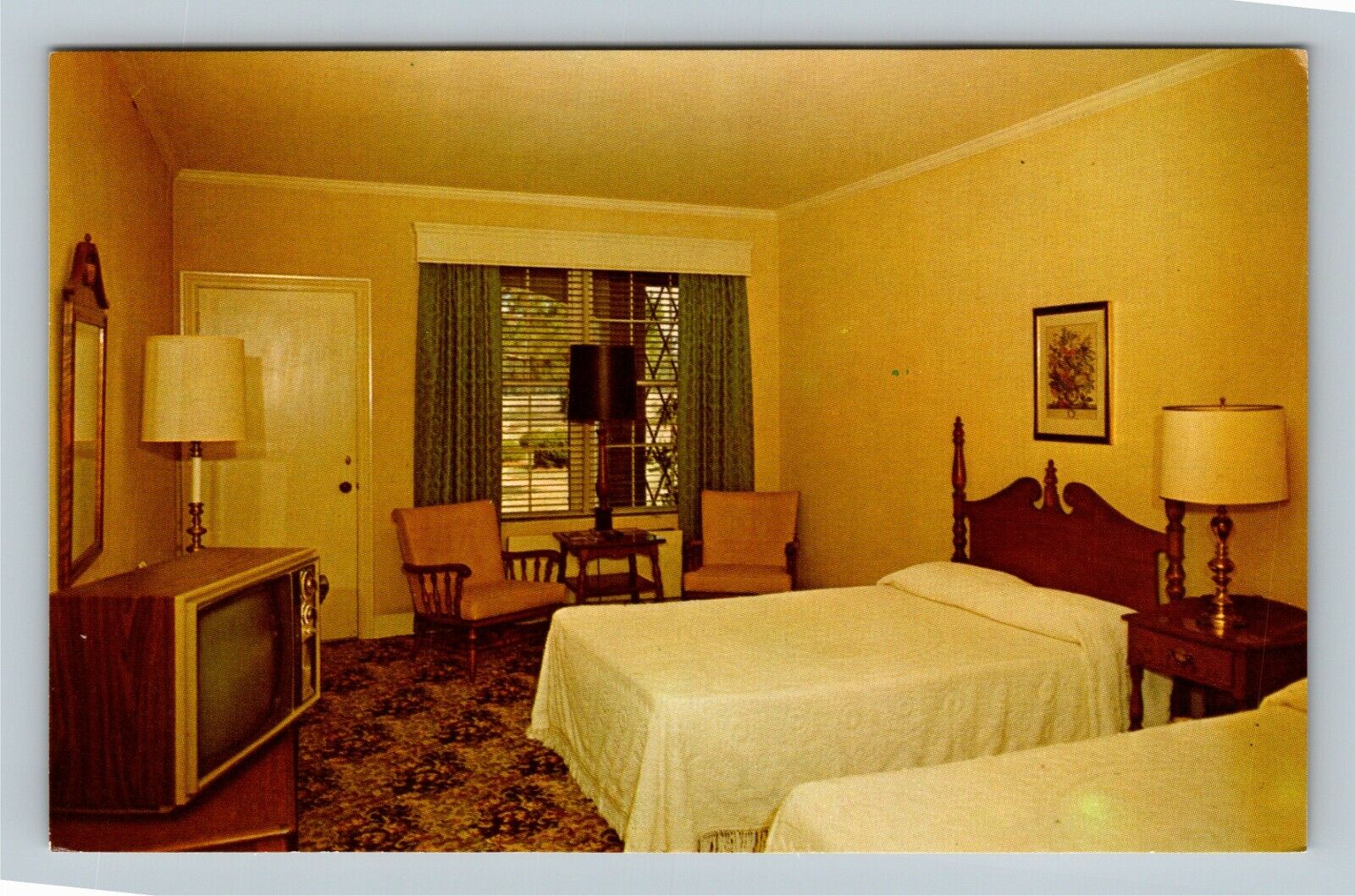 Perry GA, Quality Inn Early American Room, Georgia Vintage Postcard