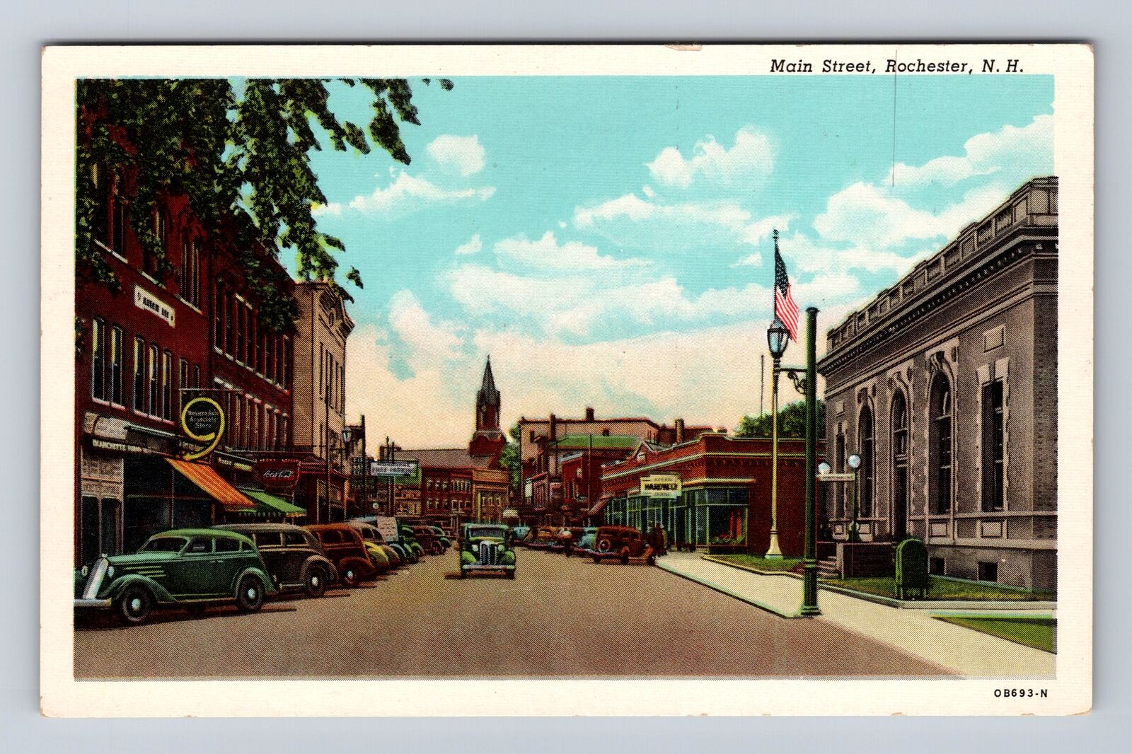 Rochester NH-New Hampshire, Main Street, Antique, Vintage Souvenir Postcard