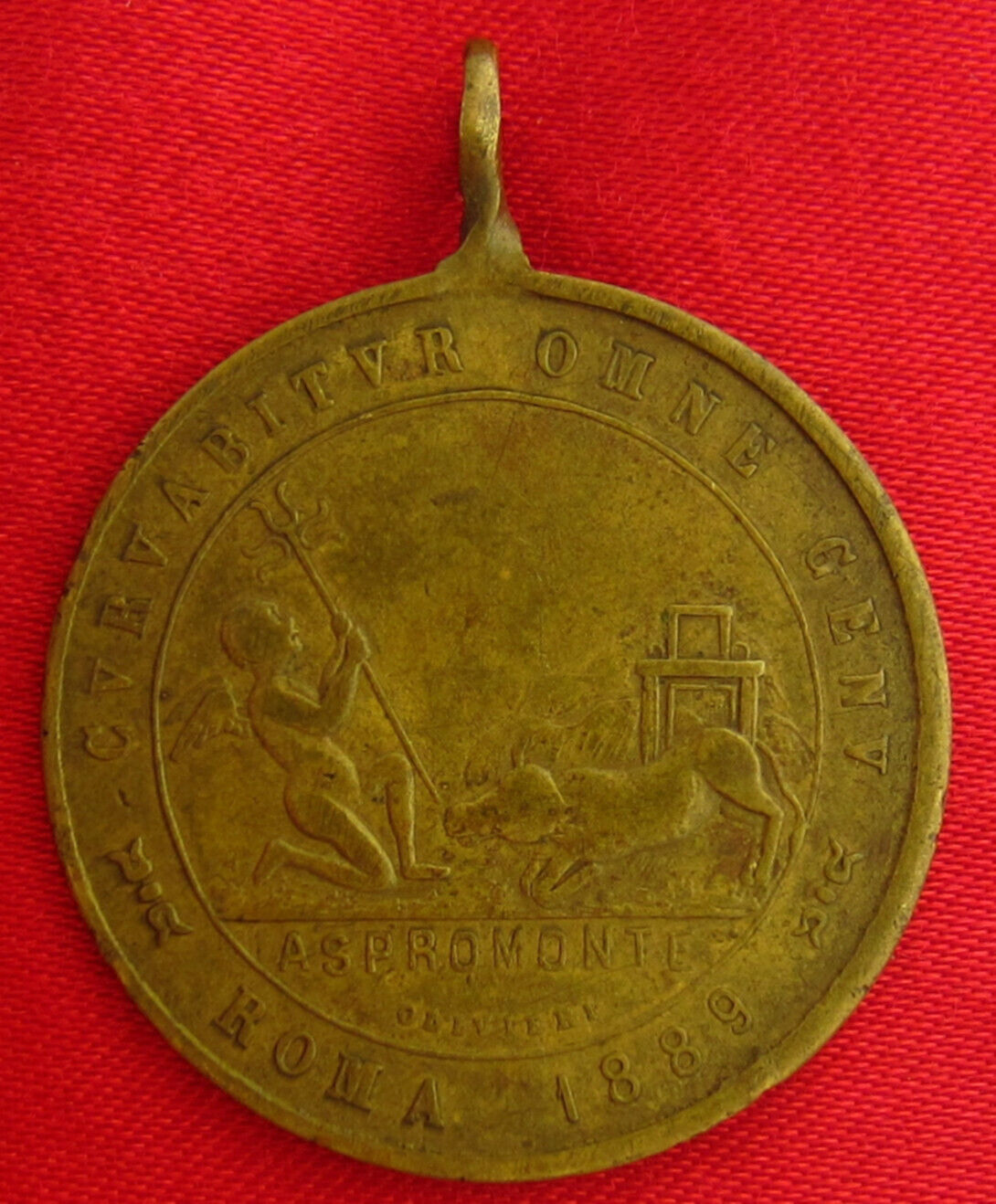 ANTIQUE MARY JESUS ANGEL Medal EVERY KNEE SHALL BEND GERACE ITALY OLIVIERI 1889