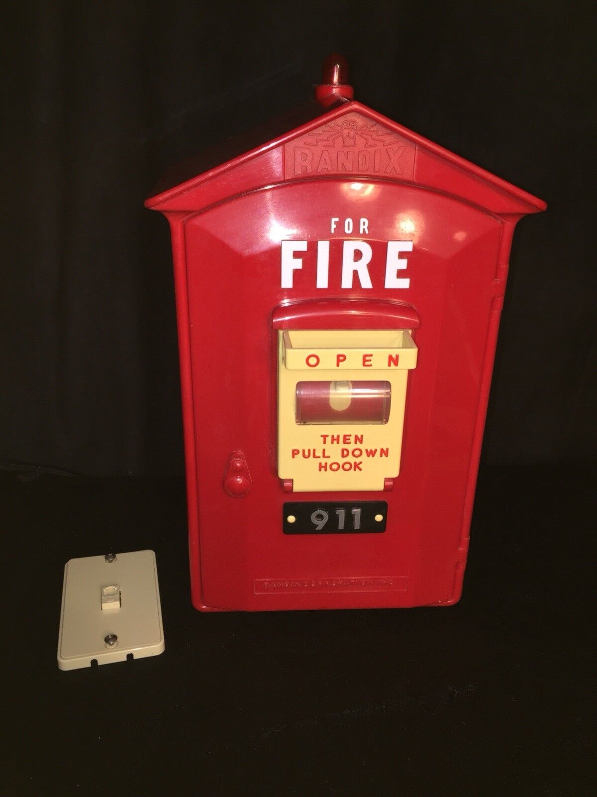 Faux Emergency Red Fire Box Touch Tone Telephone (Works) FB-911 Randix Plastic