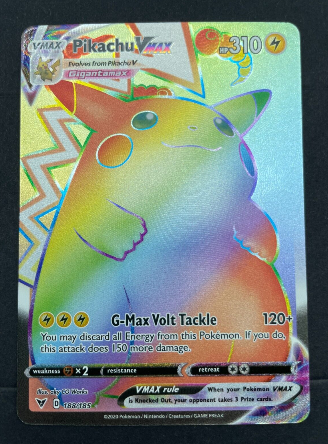 Pokemon Pikachu Vmax Rainbow 188/185 Vivid Voltage Color Shock TIGHT Fresh Pack