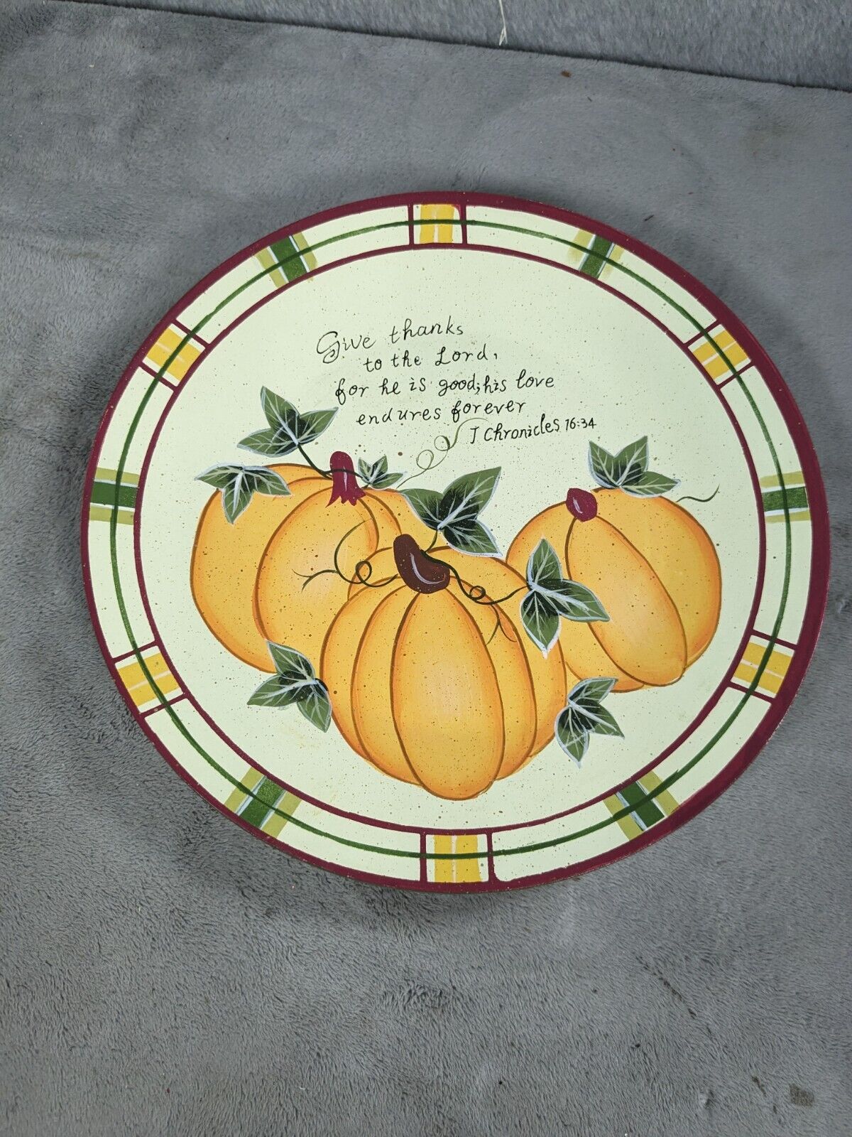 Thanksgiving Religious Wooden Plate 9.5\