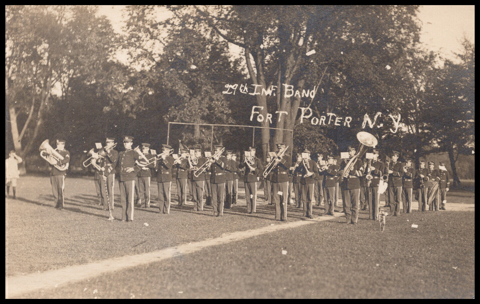 Fort Porter, New York, 29th Infantry Band, Erie County, Real Photo Postcard RPPC