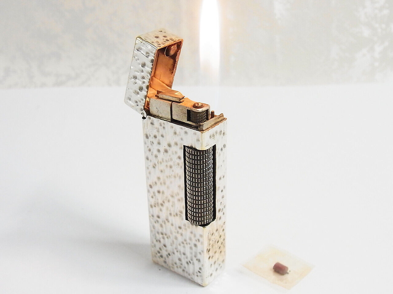 Dunhill Rollagas Lighter Silver Plated With flint All Working (918