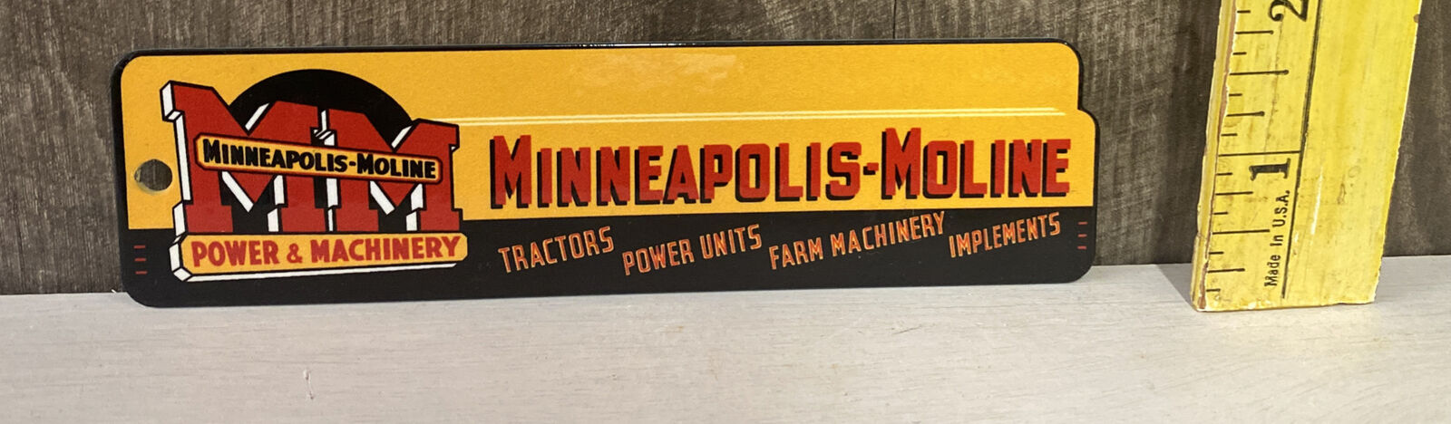 MM Minneapolis Moline Farm Equipment Porcelain Like Magnet Tractor Sales Service
