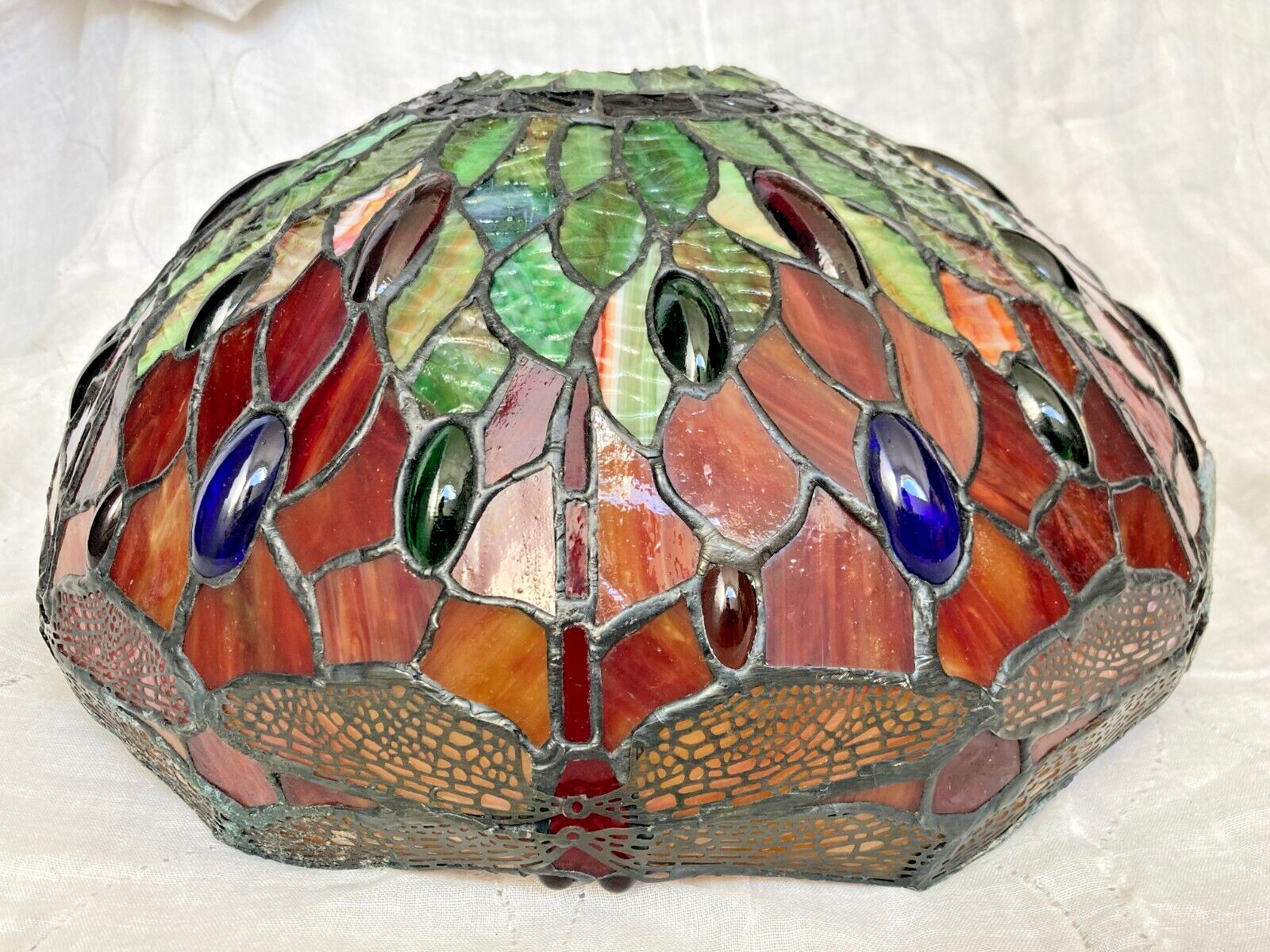 Dale Tiffany Signed Stain Glass Dragonfly Lamp Shade