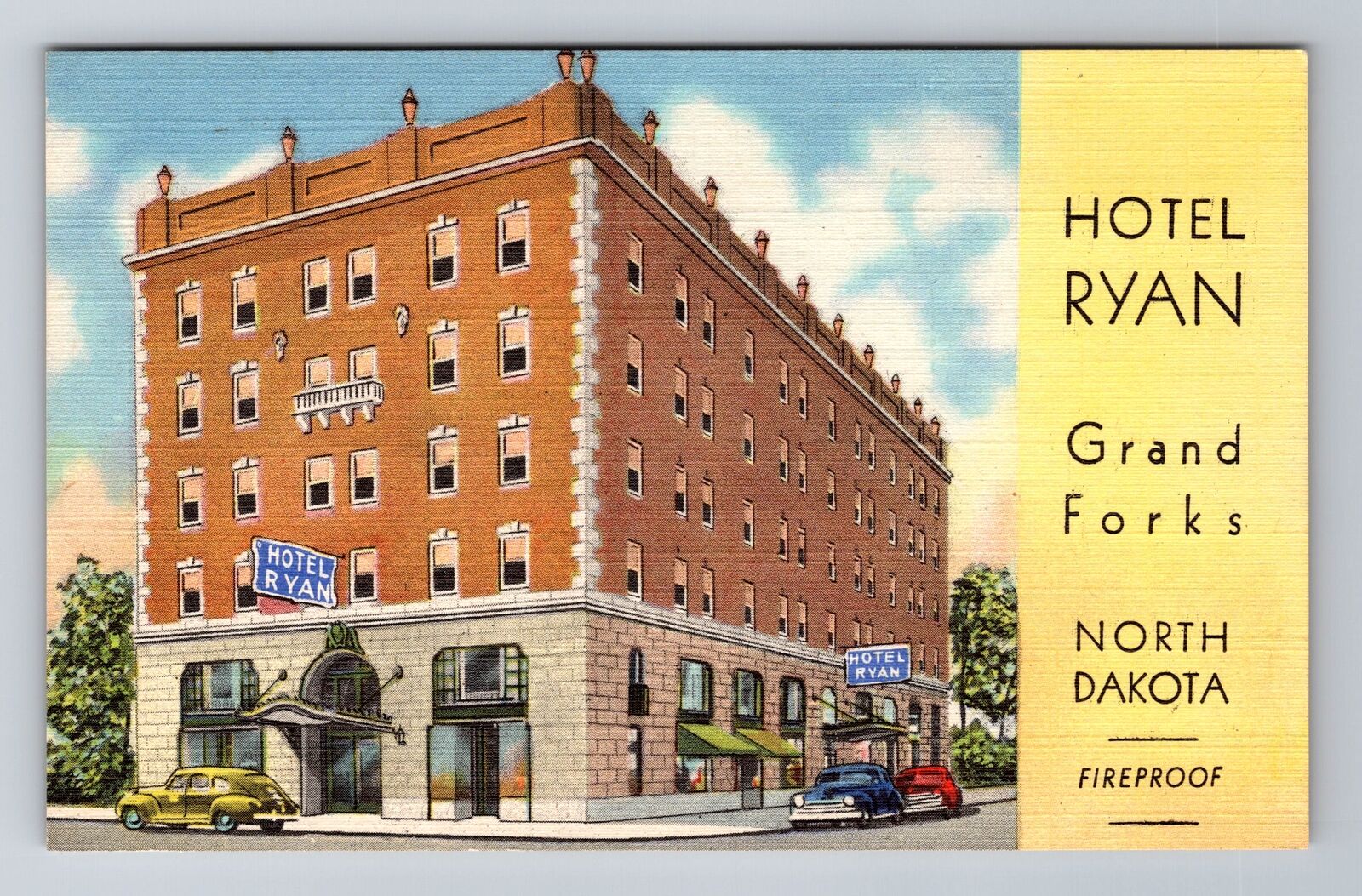 Grand Forks ND-North Dakota, Hotel Ryan, Advertising, Vintage Souvenir Postcard