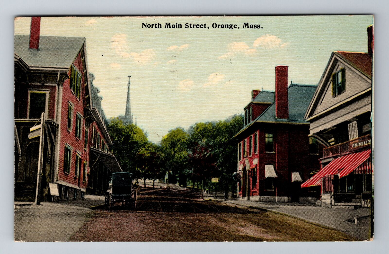Orange MA-Massachusetts, North Main Street, Antique, Vintage c1930 Postcard