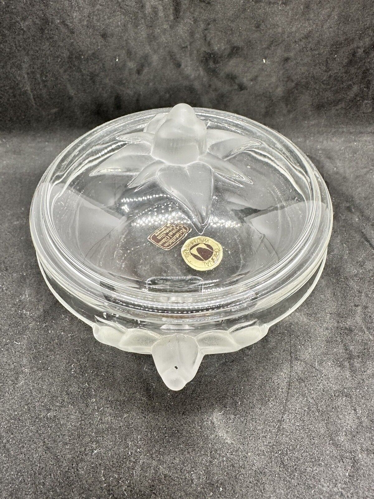 Vintage Walther Glas Crystal West Germany Lidded Trinket Dish Candy Dish 5in