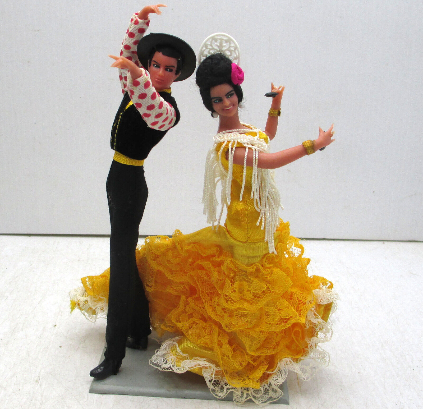 Vintage Marin Chiclana Espana Spain Souvenir Dolls Flamenco Dancing Couple Baile