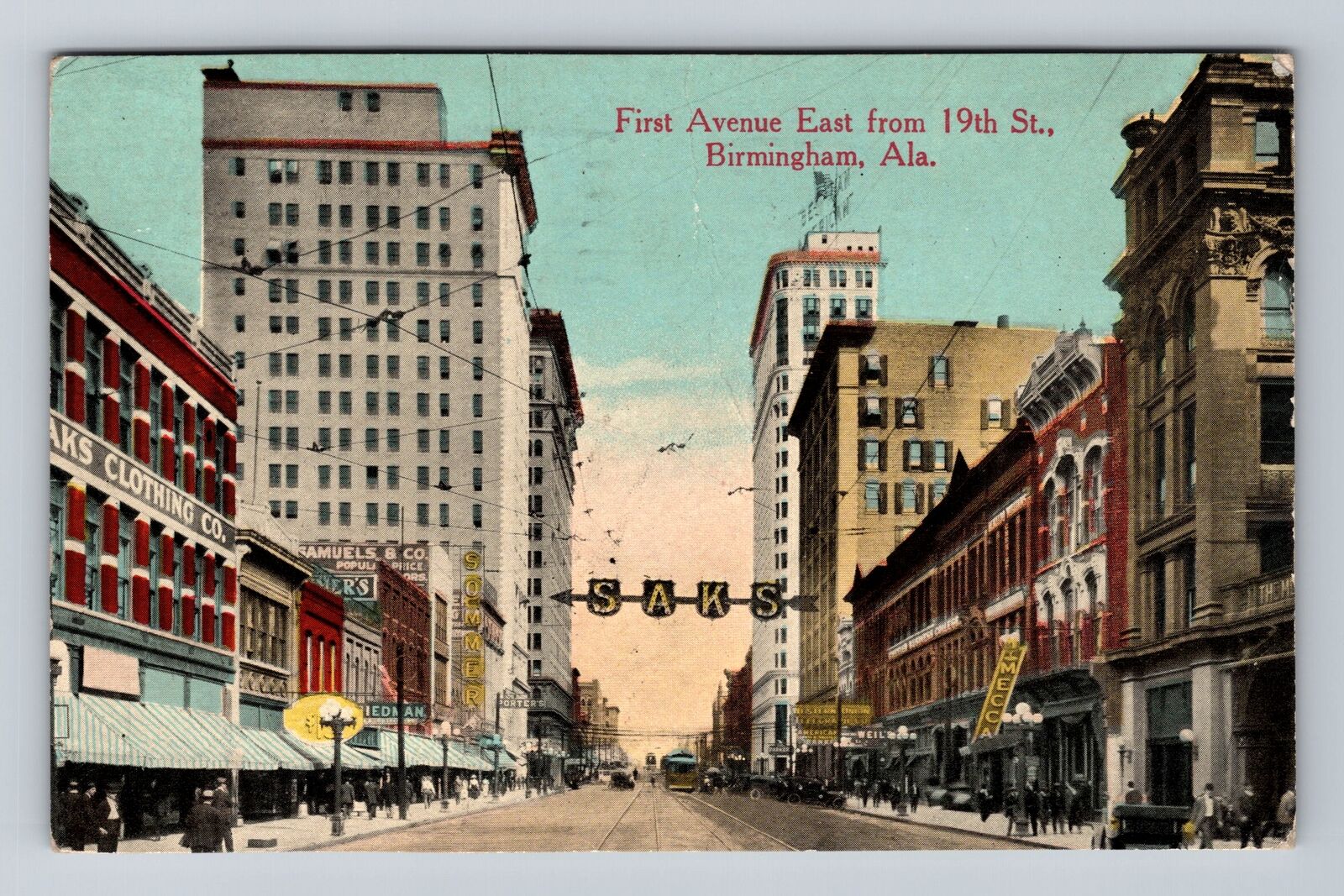 Birmingham AL-Alabama, First Avenue East From 19th St, Vintage c1914 Postcard