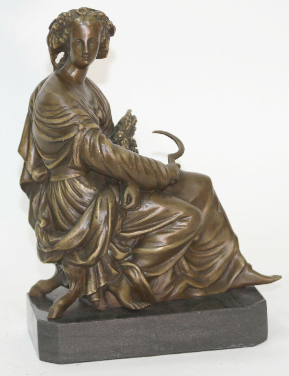 100% Solid Bronze Fair Maiden Farm Girl LostWax Method Figurine Statue Decorativ