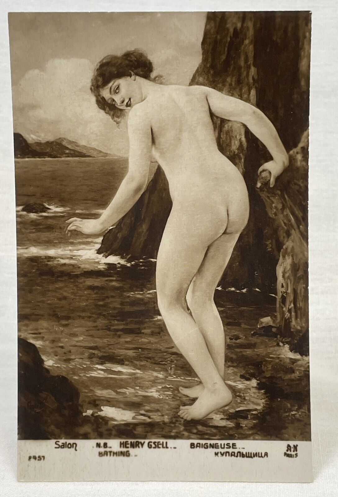 Artist Henry Gsell | Risqué Nude Young Woman Fine Art Butt Bum| 1900