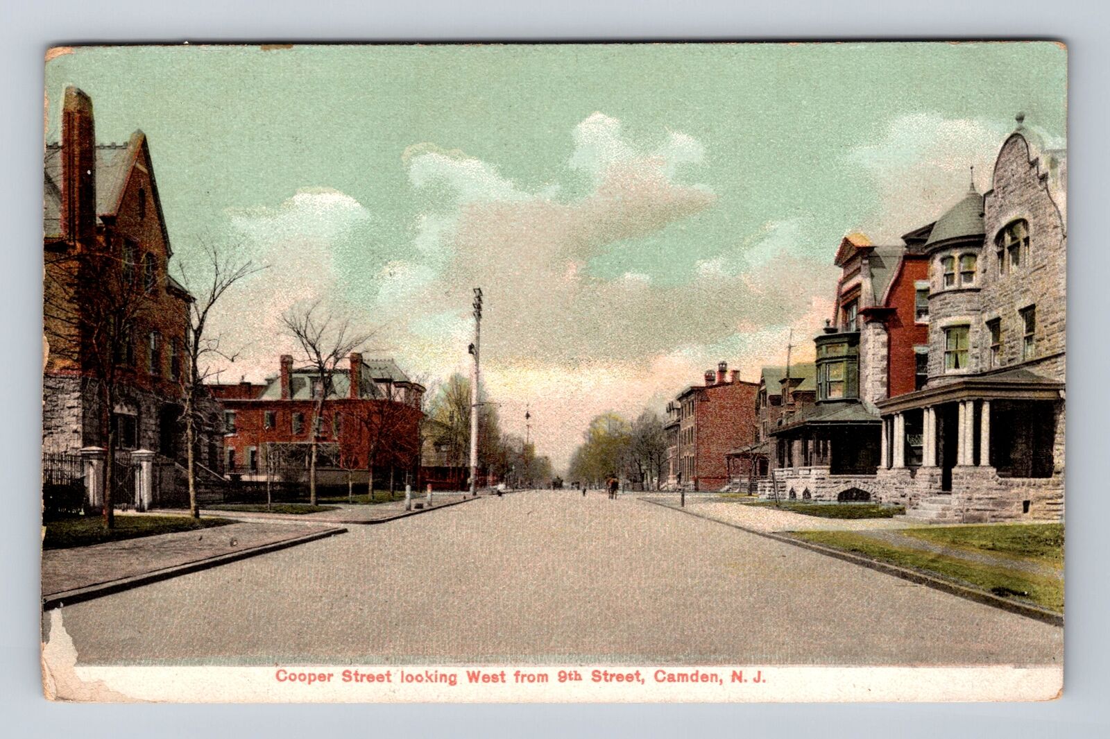 Camden NJ-New Jersey, Cooper Street Looking West From 9th Vintage Postcard