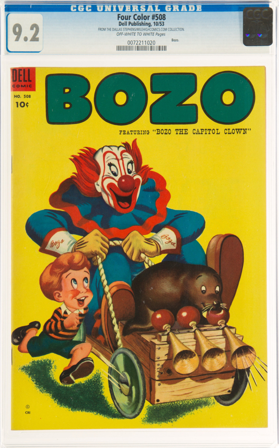 Dell Four Color #508 BOZO the Clown - CGC 9.2 1953 Vintage Comic - RARE