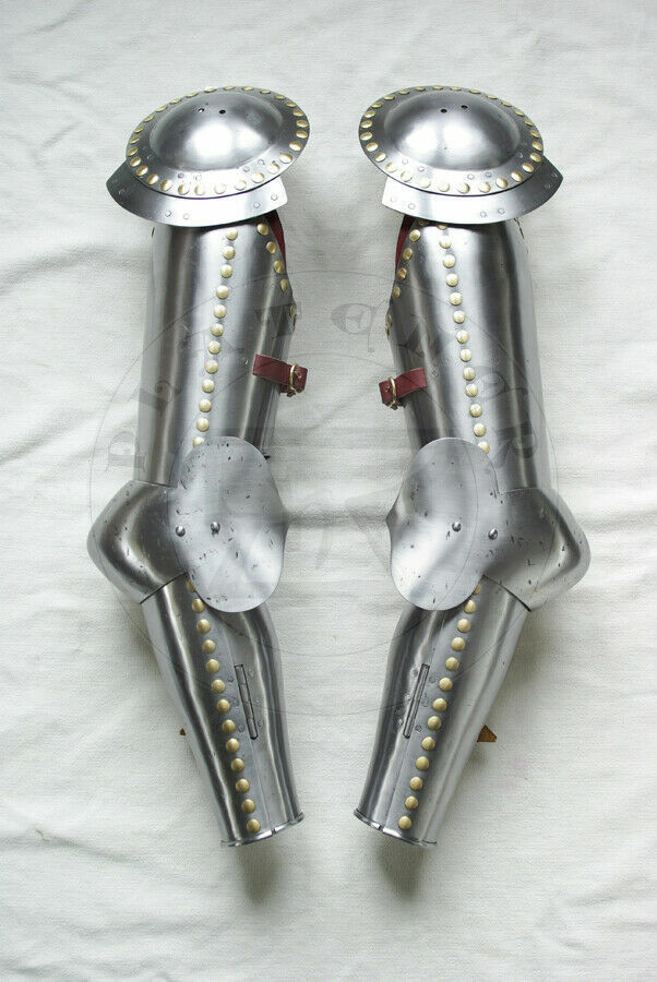 Larp Steel & Brass Medieval Warrior Pair Of Pauldrons W Arm Guard   MHB54