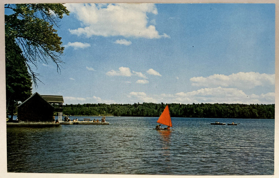 Sailing on Beautiful Little Lake Sunapee, New London, New Hampshire NH Postcard