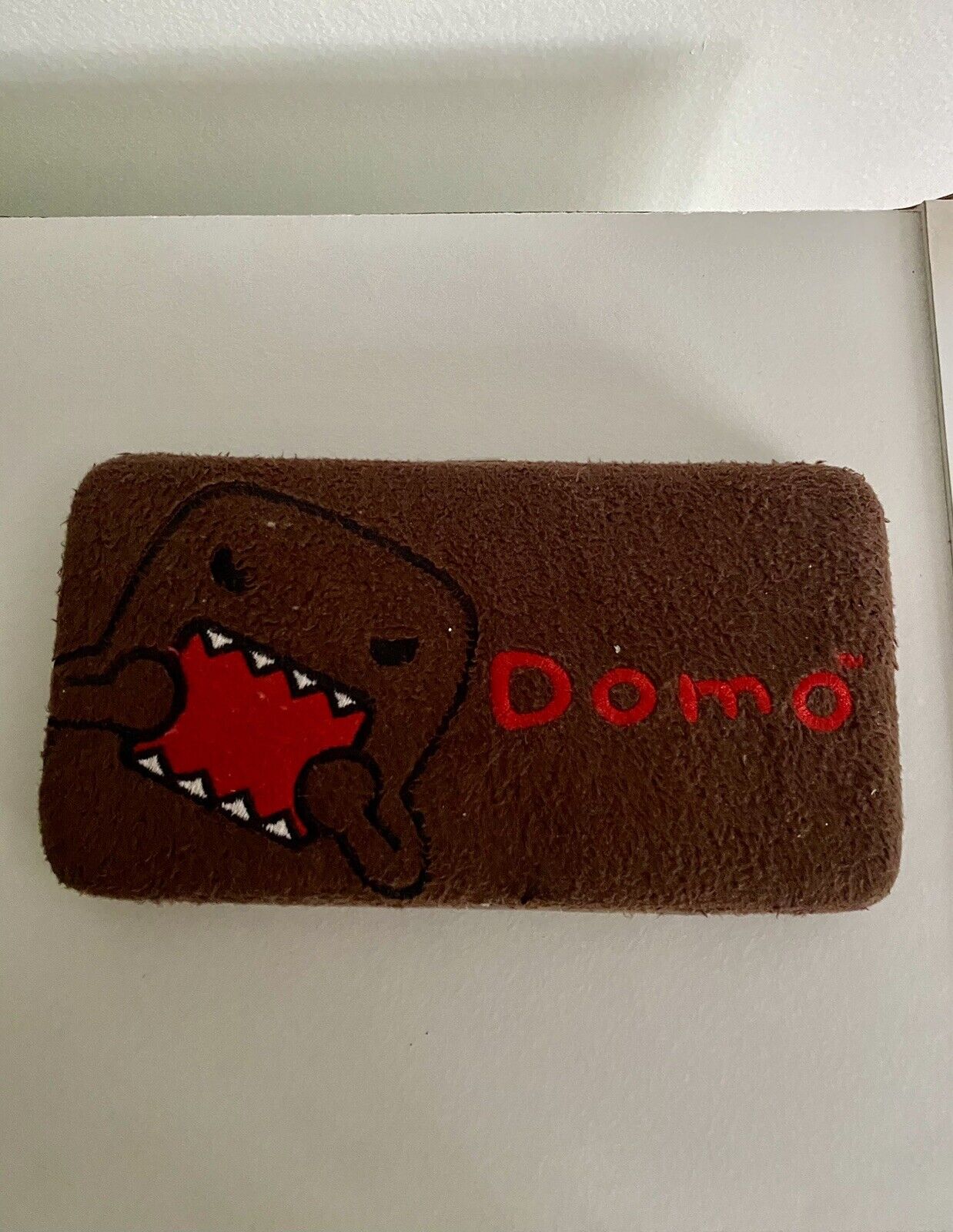 Vintage Brown Fuzzy Domo Kun Wallet Card Holder Snap Top Closure - Super Rare