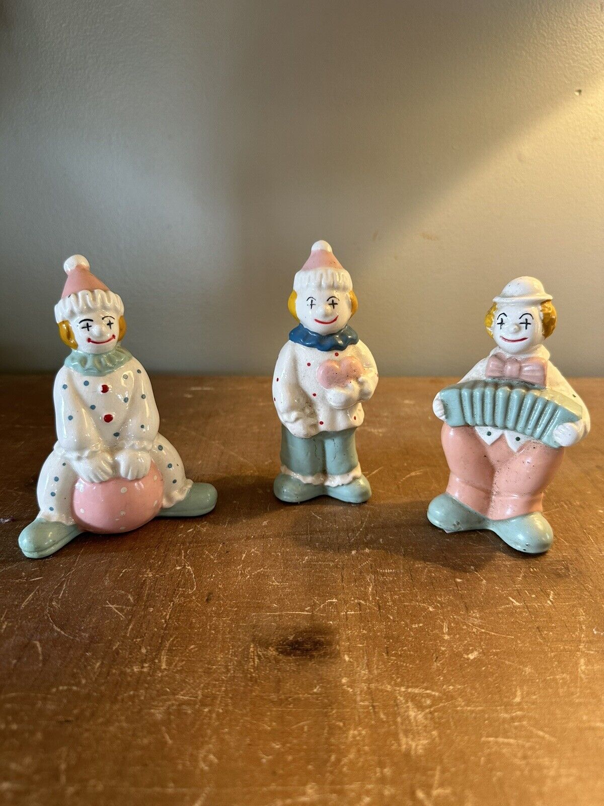 Vintage 80s Barnum Bailey Pastel Circus Act Clowns Ceramic Porcelain