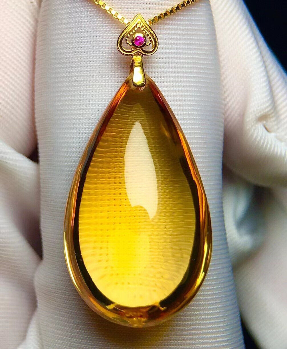 26*15mm Natural Citrine Quartz Crystal Jewelry Gemstone Pendant Healing