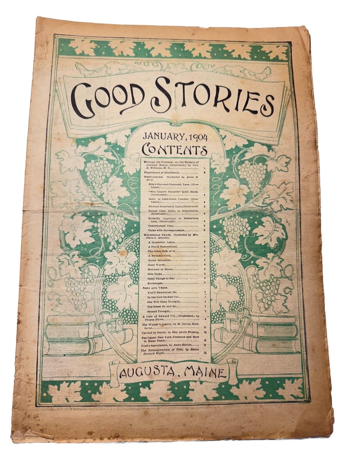 Vintage Good Stories Newspaper Magazine January , 1904 Augusta, Maine