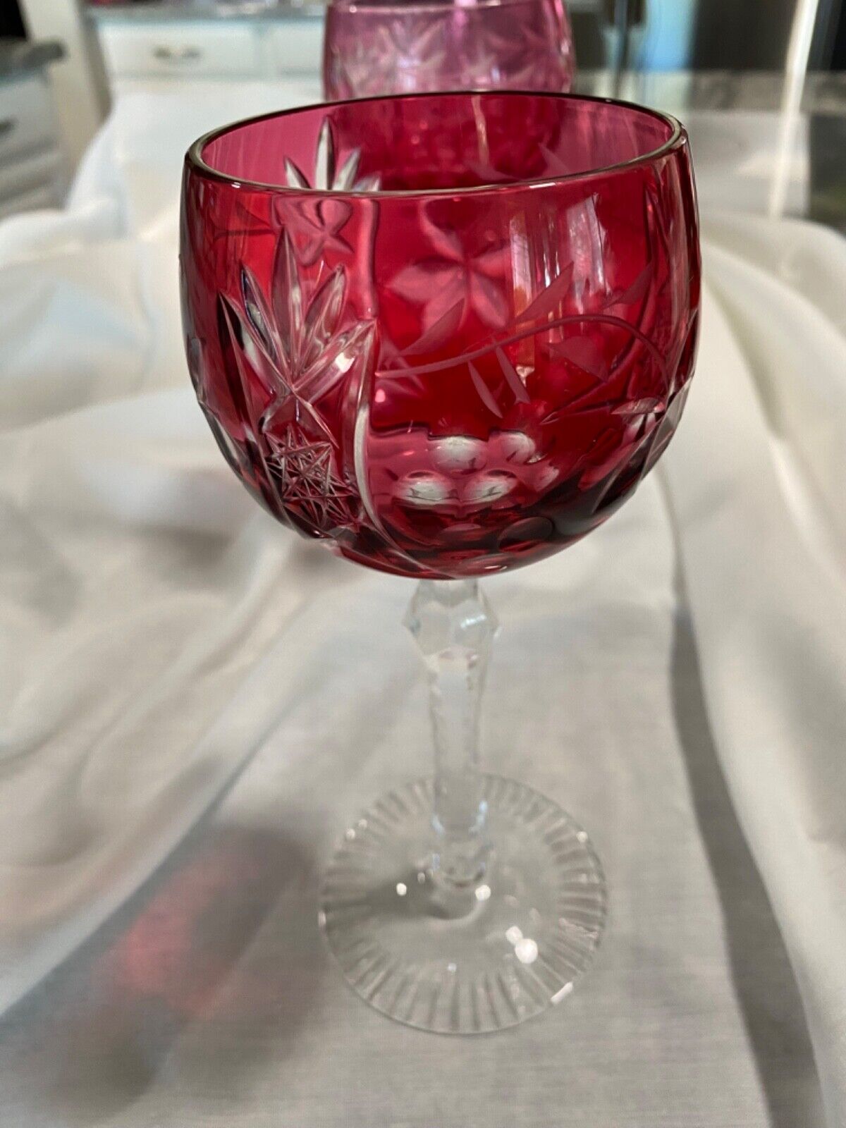 BEYER BEZ1 CRANBERRY Crystal Hock Wine Cut-to-Clear 7 3/4\