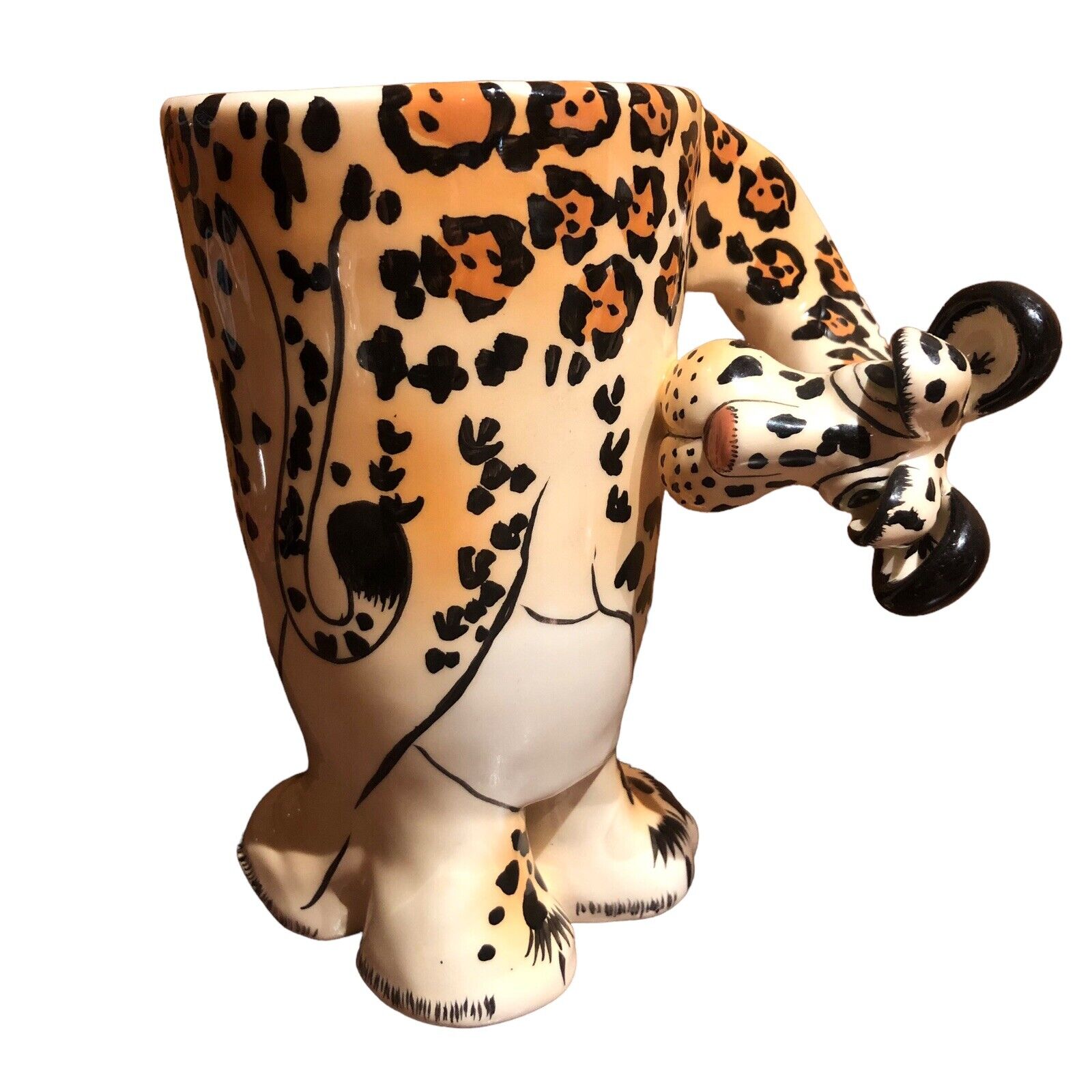SWAK Lynda Corneille Leopard Giraffe Spotted Cat Jaguar Signed Coffee Mug RARE