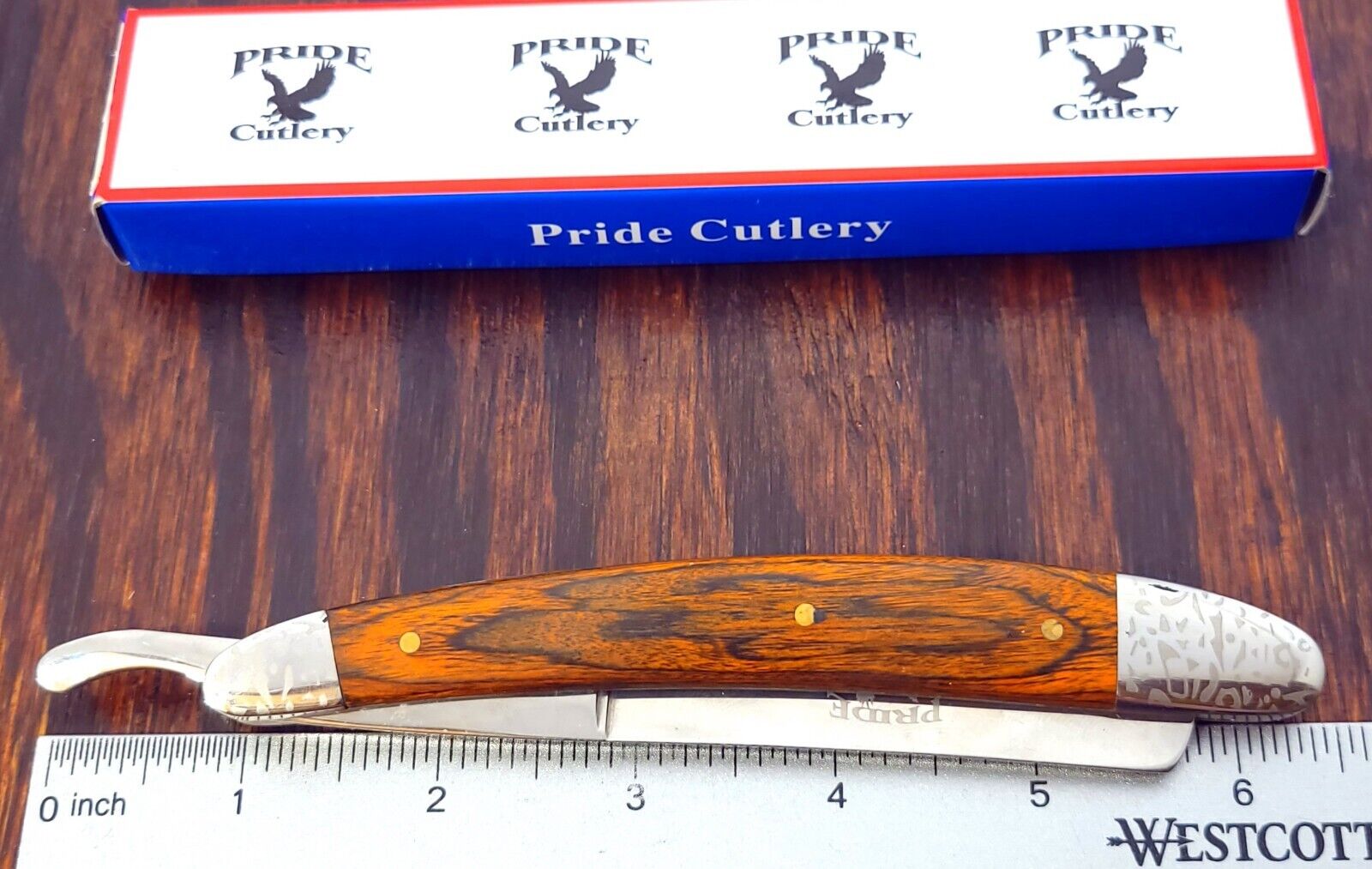 Pride Cutlery Straight Razor Smooth Rose Wood Handles German Surgical Steel