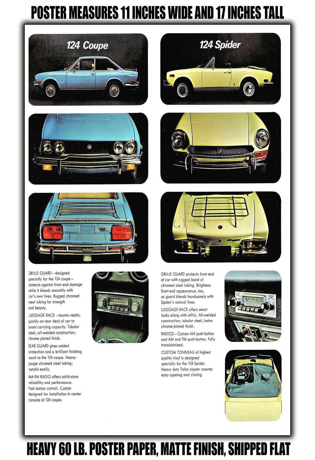 11x17 POSTER - 1972 Fiat 124 Coupe Spider Accessories