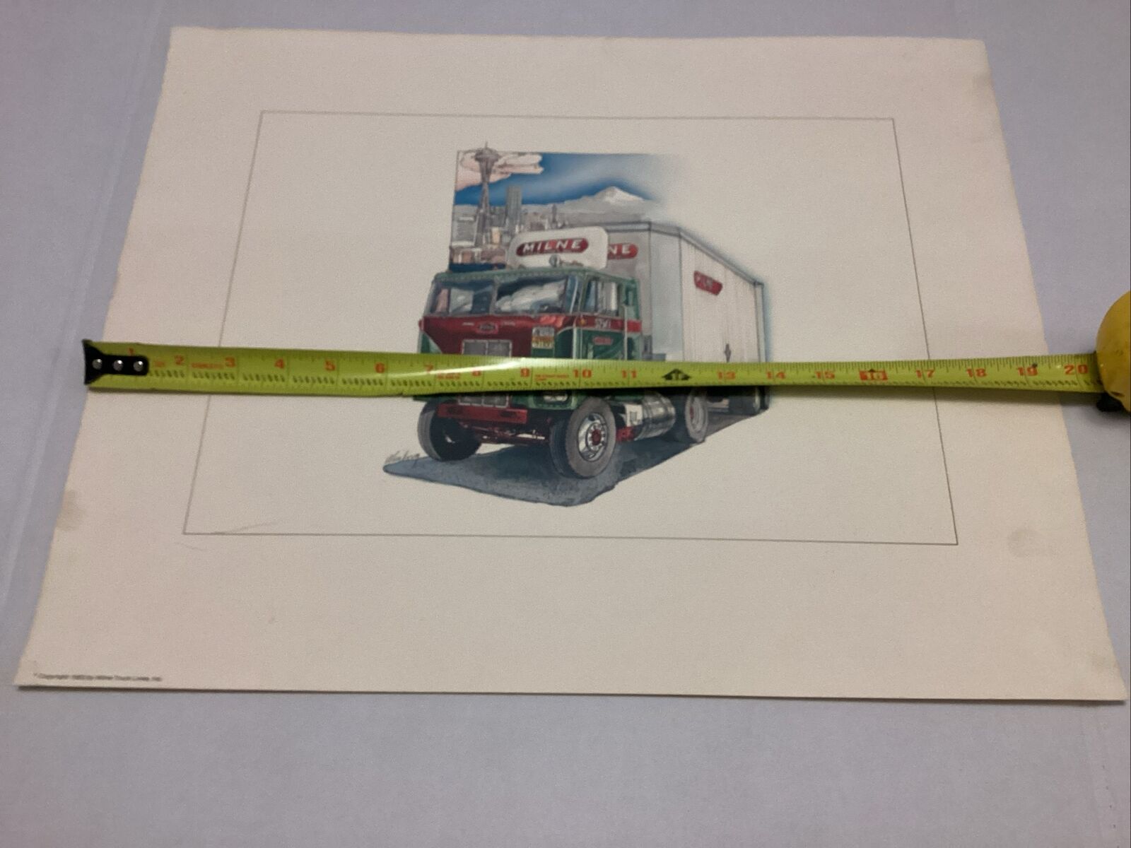 1983 MILNE Freight Truck  Lines Print  Larry Winborg Art Seattle Space Needle