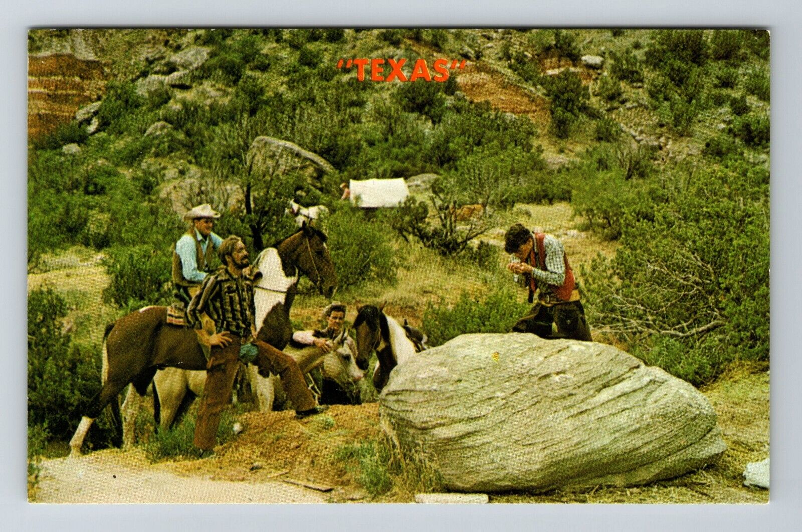 Amarillo TX-Texas, Men And Horses By A Spring, Scenic Nature, Vintage Postcard