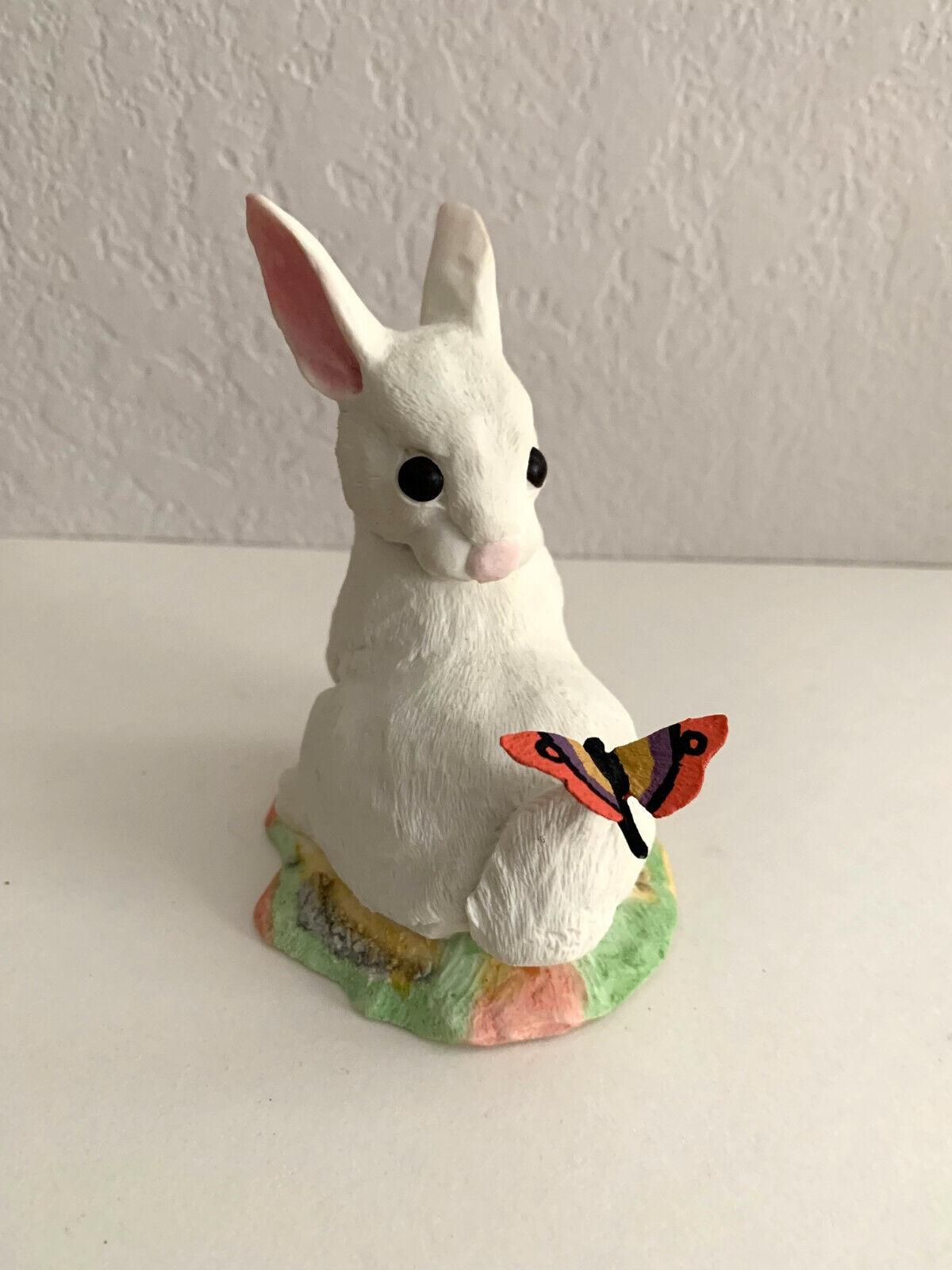 Vintage 1979 Limited Edition Handcasted Signed Bunny & Butterfly Figurine