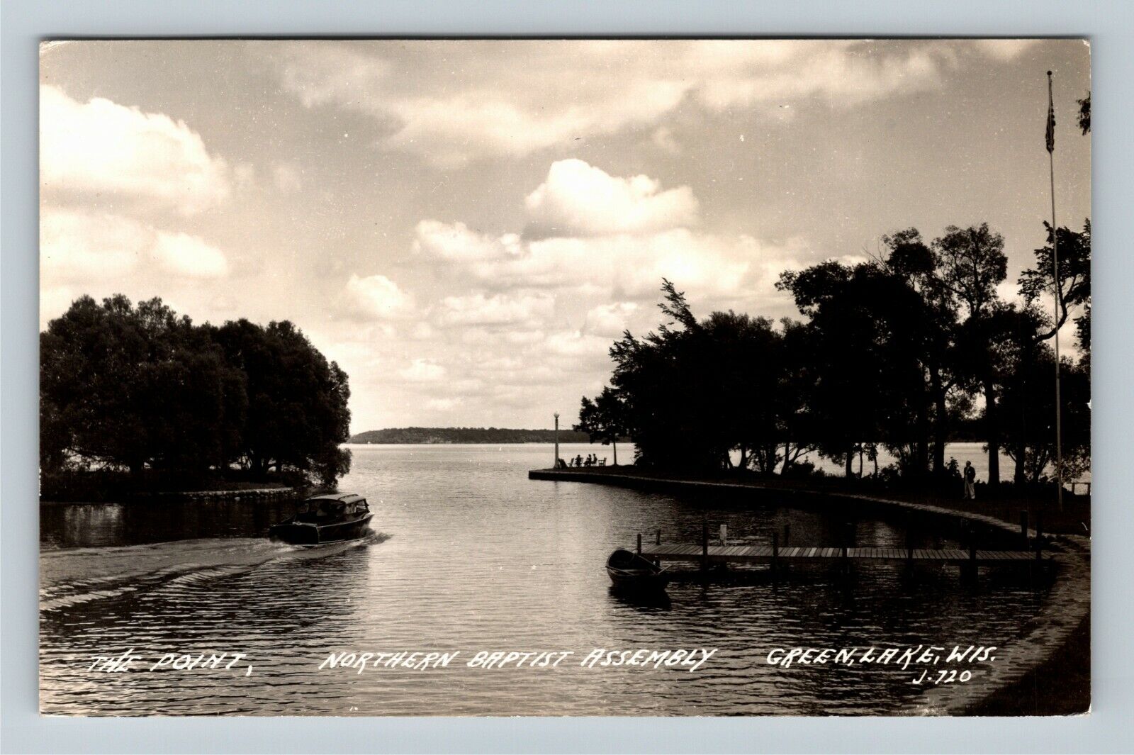 RPPC Green Lake WI-Wisconsin Point Northern Baptist Assembly 1947 Old Postcard