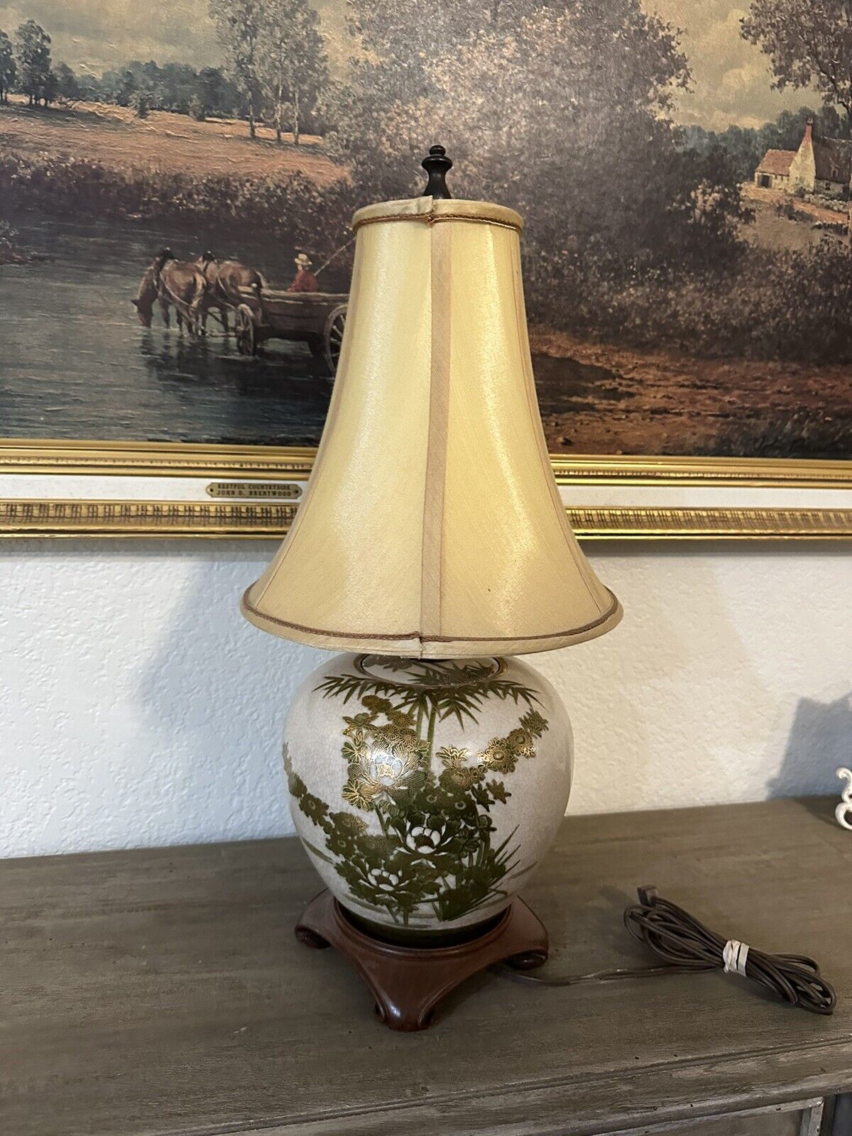 Unique Vintage Hand painted Ginger jar lamp