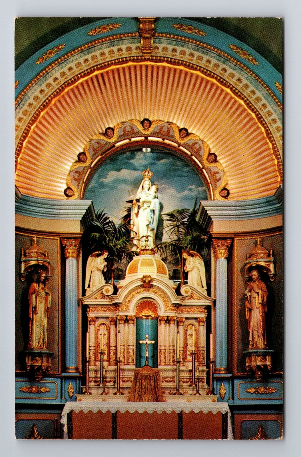 Gloucester MA-Massachusetts, Our Lady Of Good Voyage, Altar, Vintage Postcard