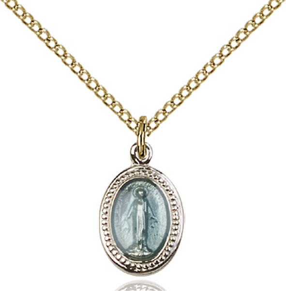 Small Gold Filled Our Lady Grace Miraculous Virgin Mary Medal Necklace Pendant