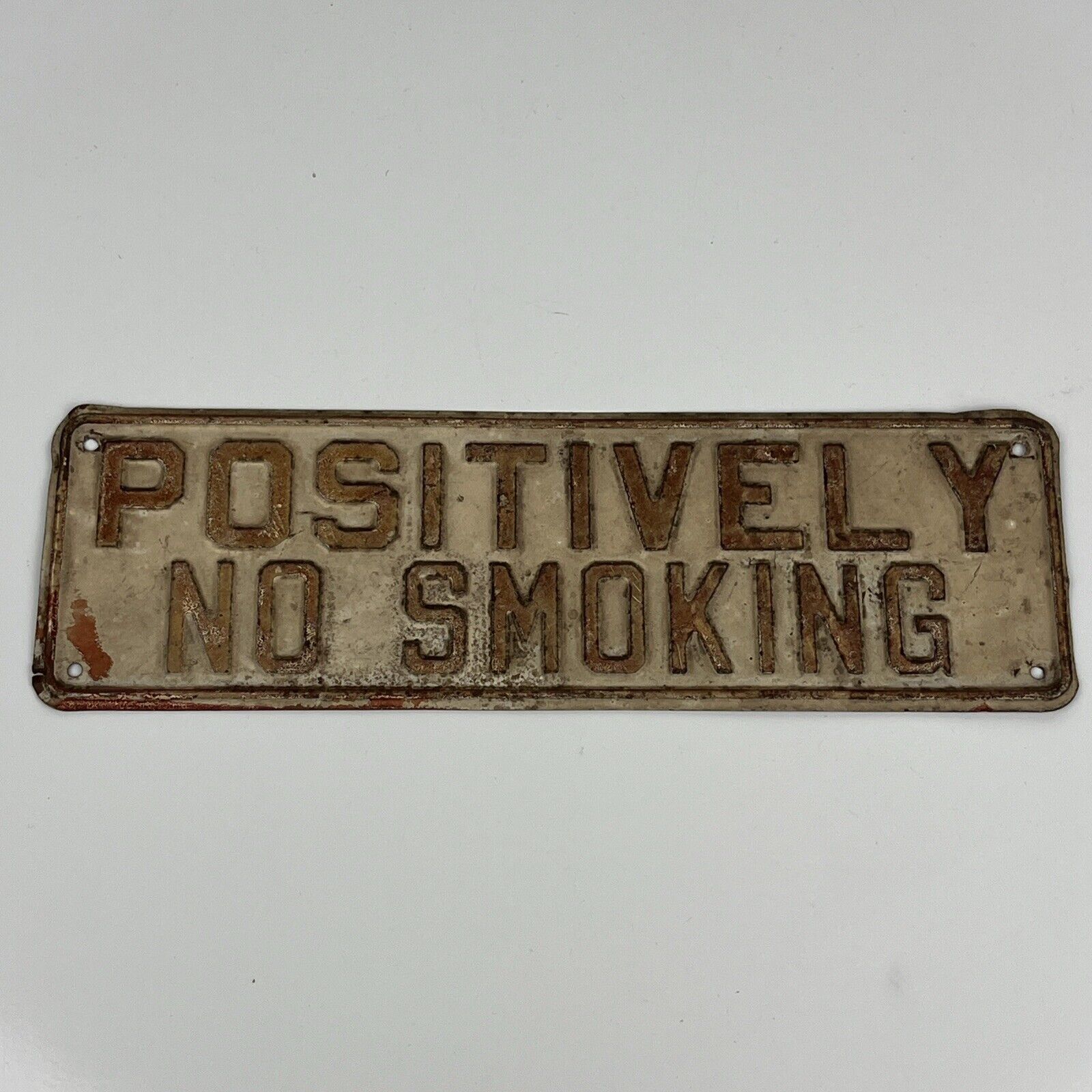 Original Positively No Smoking Tin Sign Gas Station Garage Mancave Not Repop