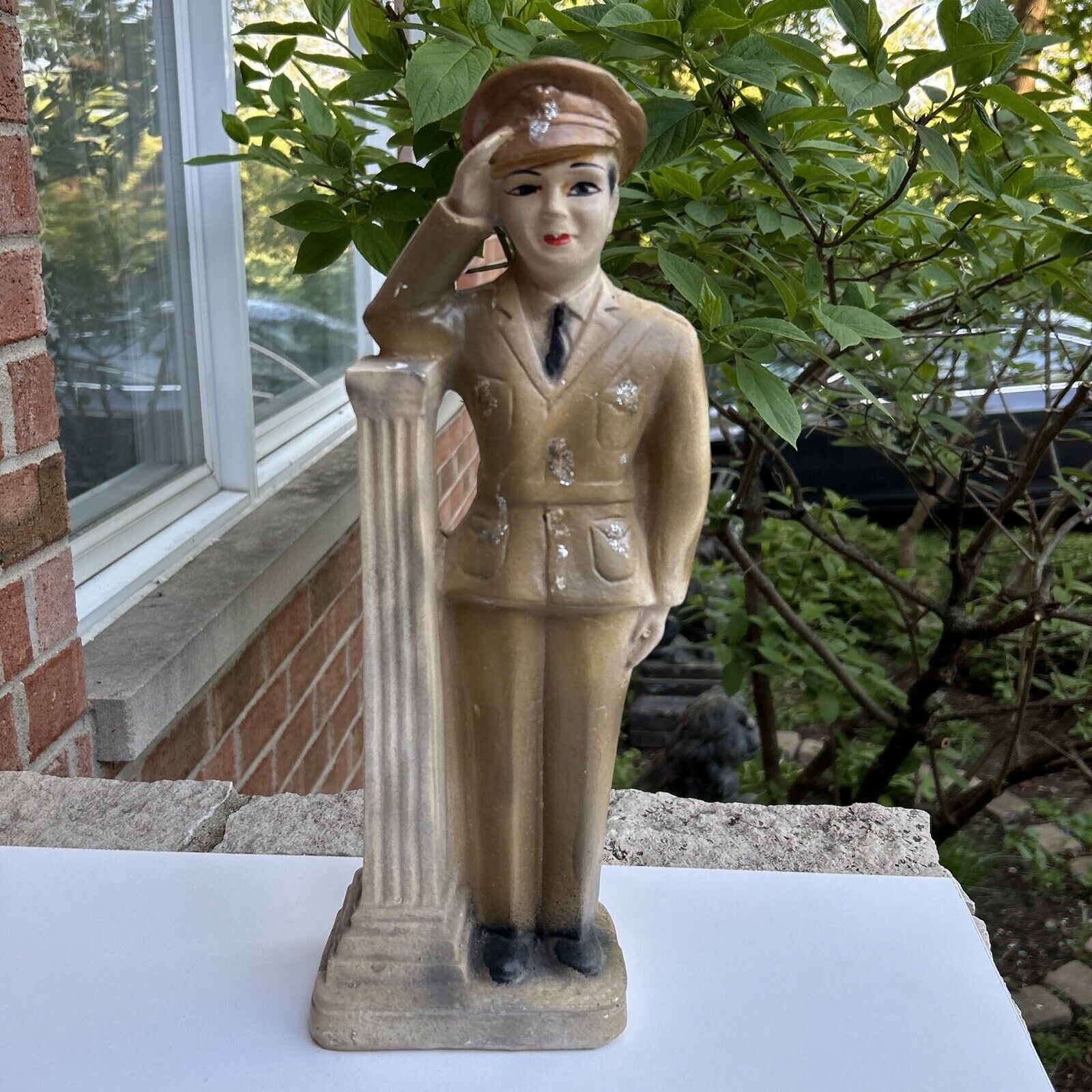 1940s WWII Chalkware Sailor ARMY SOLDIER Figurine 14\