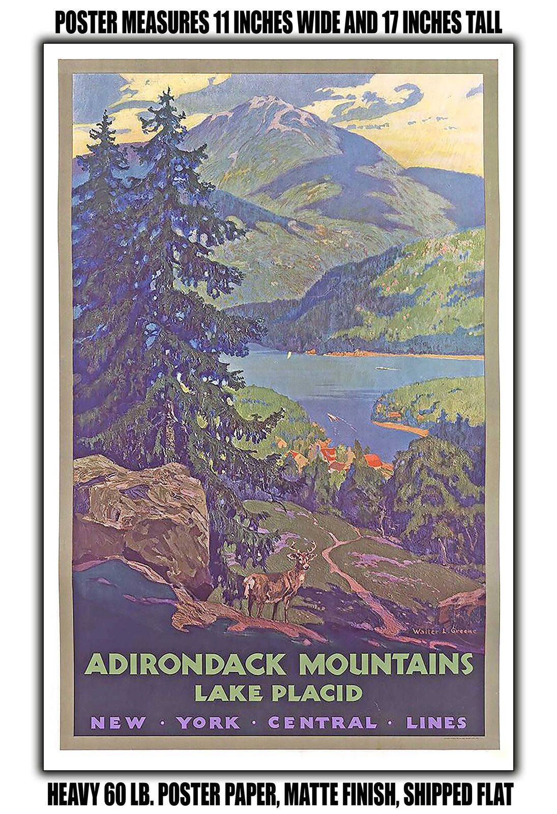 11x17 POSTER - 1935 Adirondack Mountains Lake Placid New York Central Lines