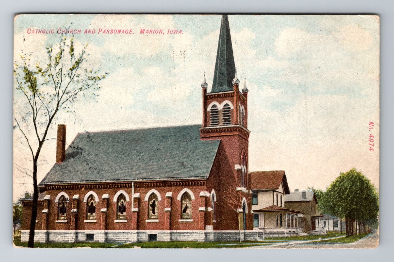 Marion IA-Iowa, Catholic Church & Parsonage, c1910 Antique Vintage Postcard