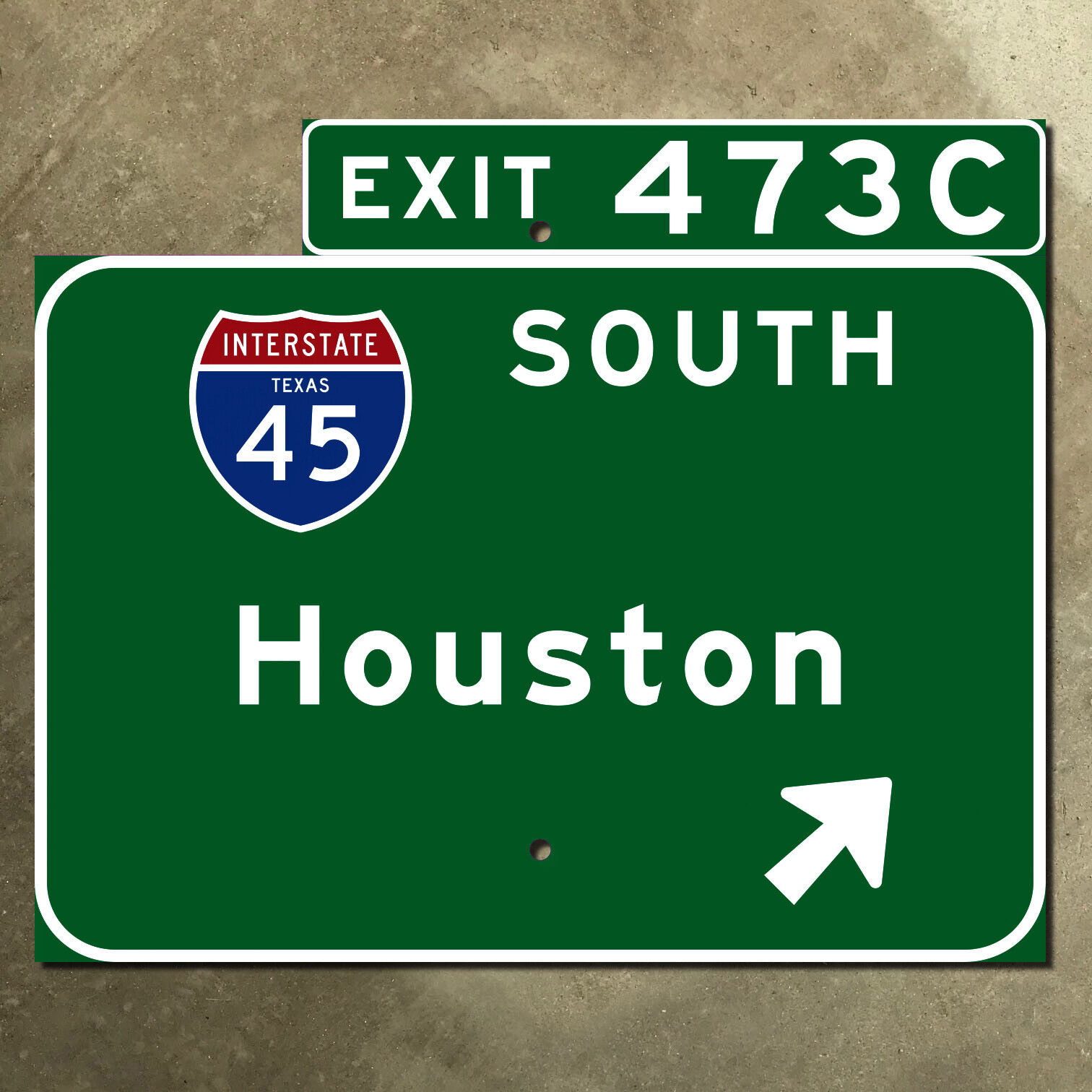 Texas Houston Interstate 45 South exit 473C 1961 highway marker road sign 12x10