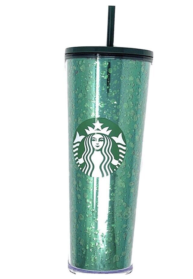 Starbucks 2019 Green Glitter Tumbler 24 oz Venti Reusable Coffee Cup NEW