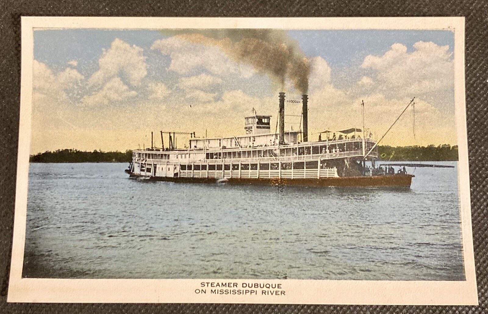 Vintage Steamer Dubuque on Mississippi River Postcard