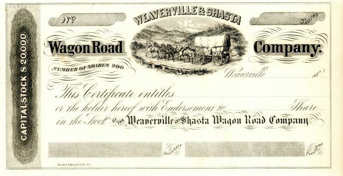 Weaverville and Shasta Wagon Road Co. - Railroad Stocks