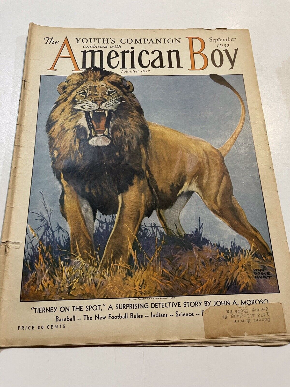 1932 September AMERICAN BOY MAGAZINE - STORIES, ILLUSTRATIONS- Lion