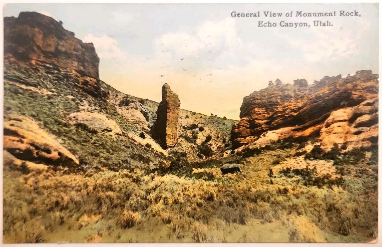 Echo Canyon UT-Utah, General View Of Monument Rock, Vintage Souvenir Postcard